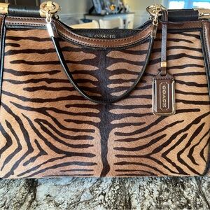 Authentic Coach Madison zebra calf hair satchel